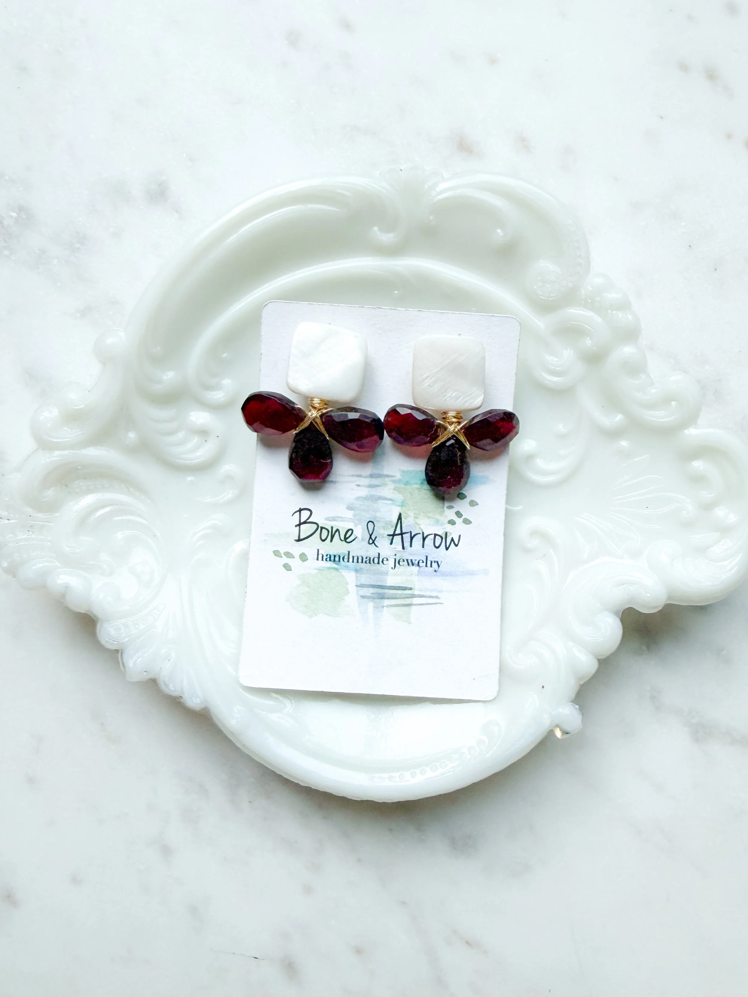 Garnet and Pearl Studs