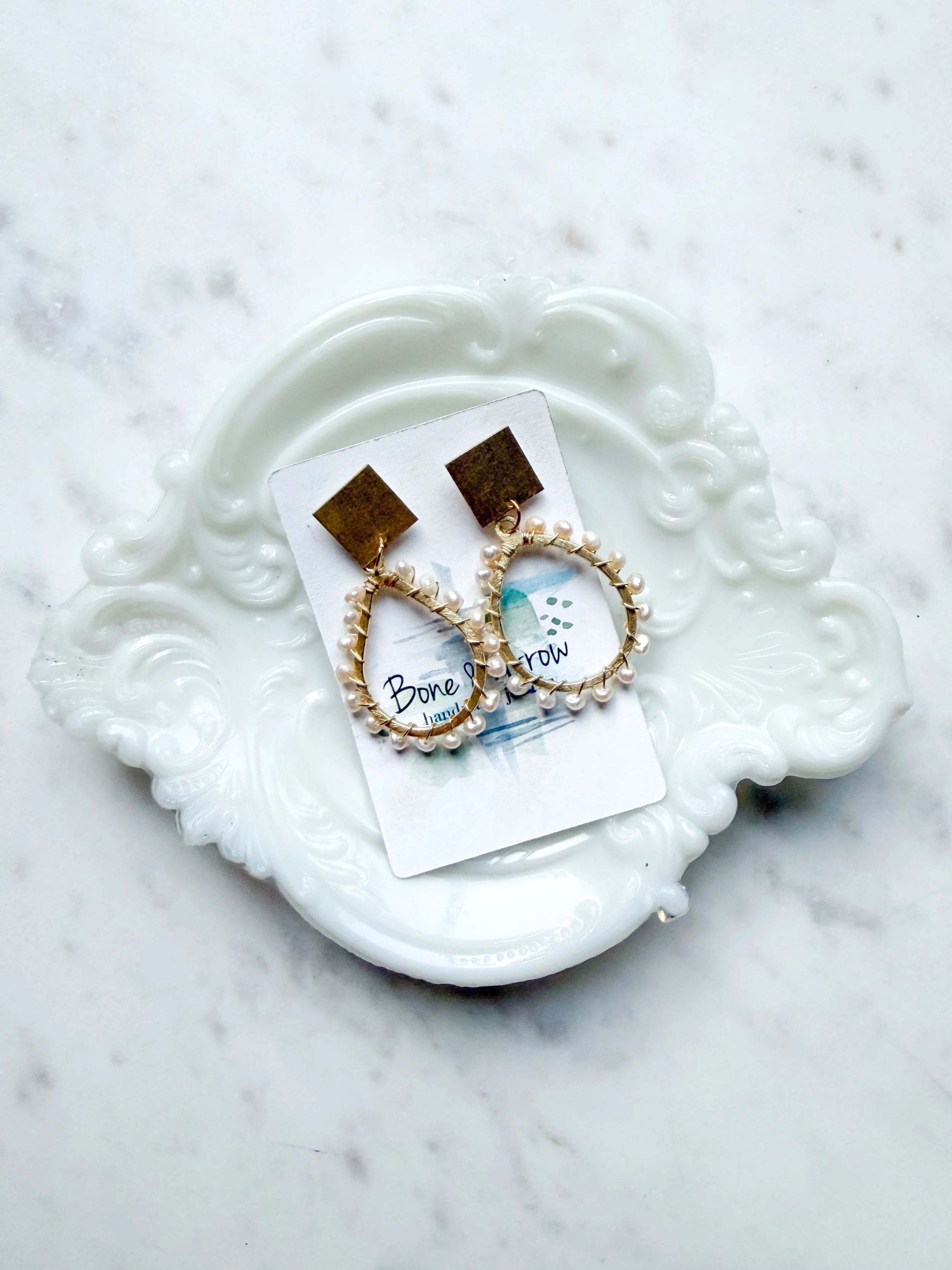 Pearl Wire Wrapped Hoops