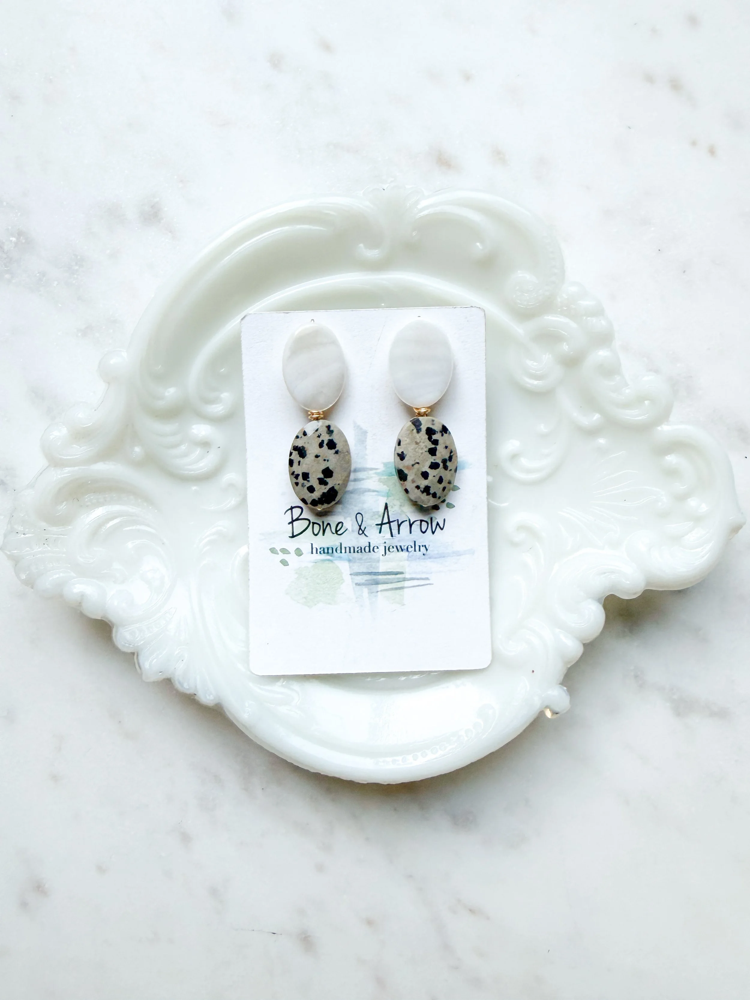 Dalmatian Jasper and Pearl Drops