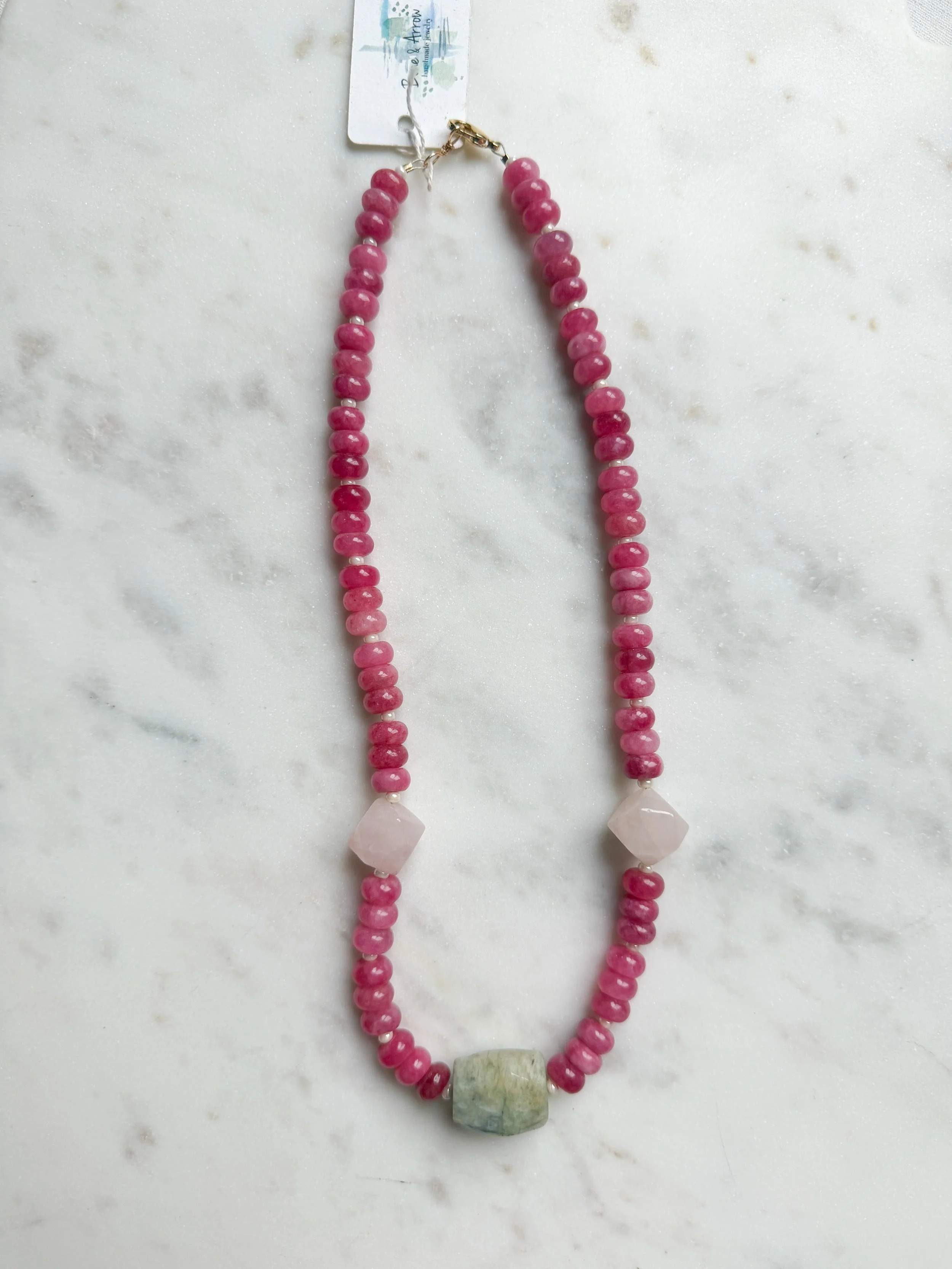 Strawberry Quartz and Aquamarine