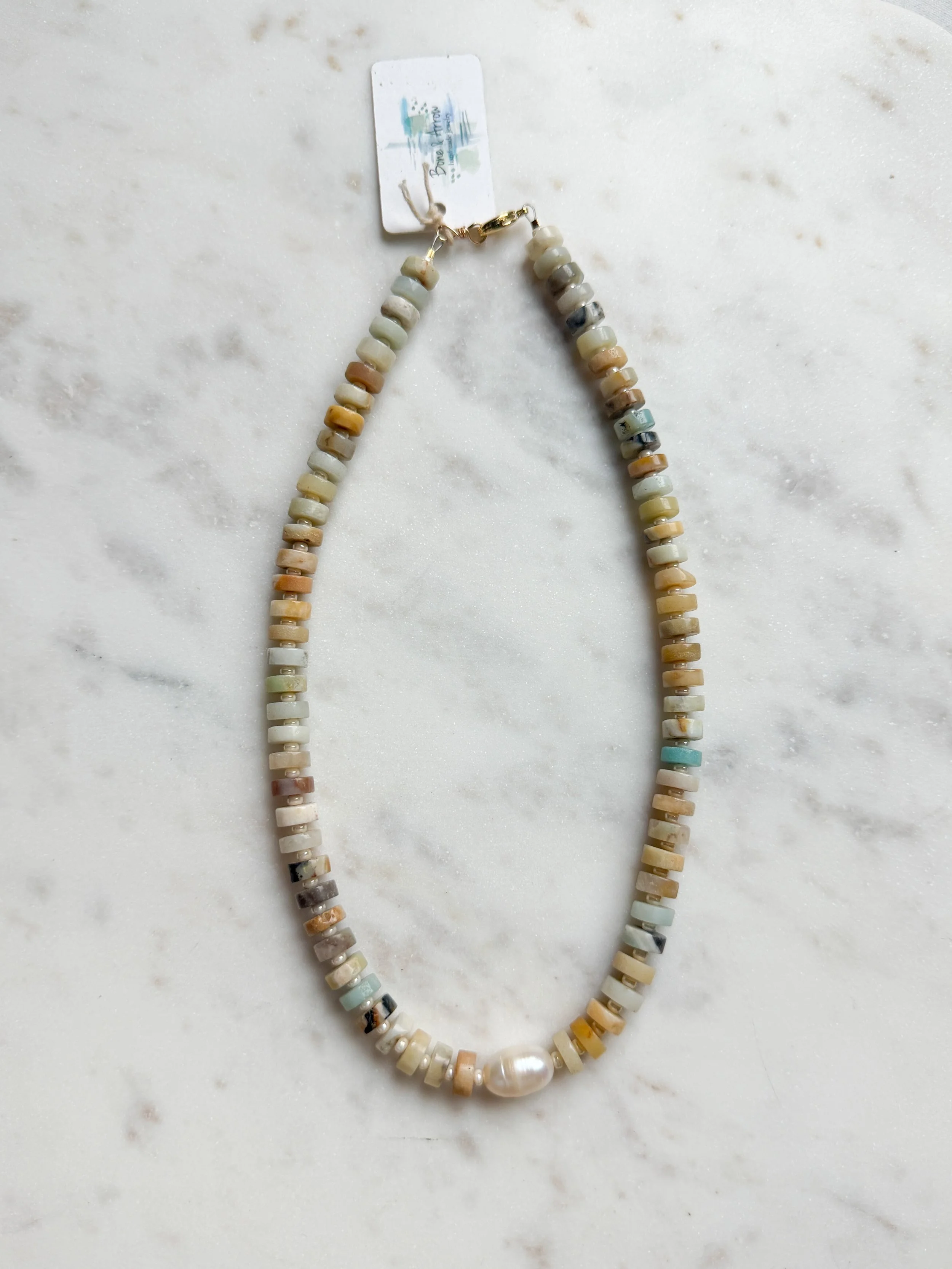 Amazonite Heishi and Pearl