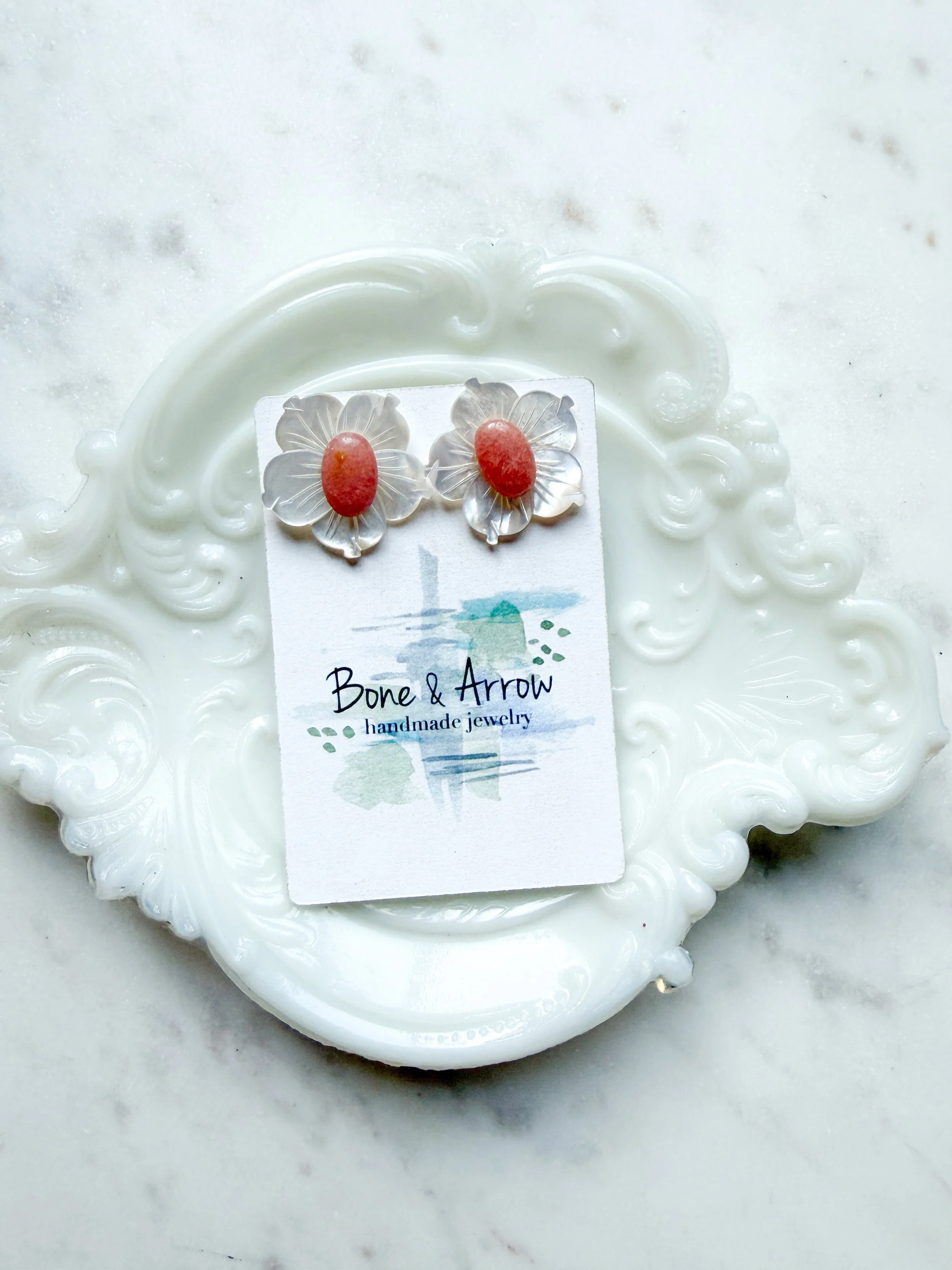 Pearl and Strawberry Quartz Flowers
