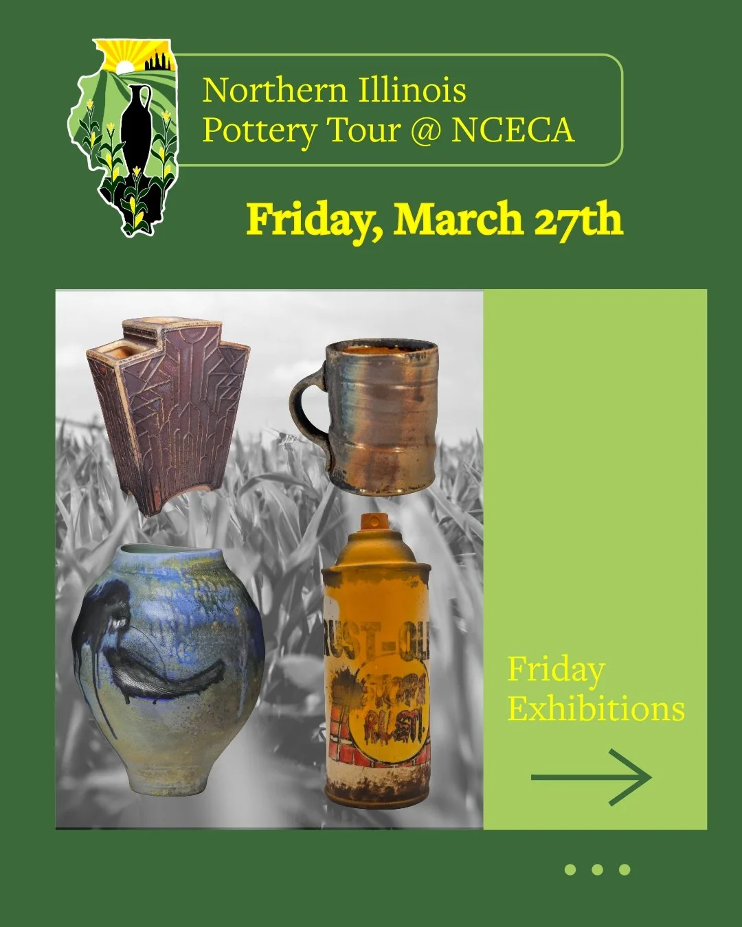 A couple of exhibition receptions today include some of our #NIPT peeps:

Benjamin Buchenot, Levi Yastrow, and Tanvvi Agarrwal are all in the Kiln Peeps show. Kiln Peeps is a grassroots pop-up started by two ceramic artists who wanted to connect pott