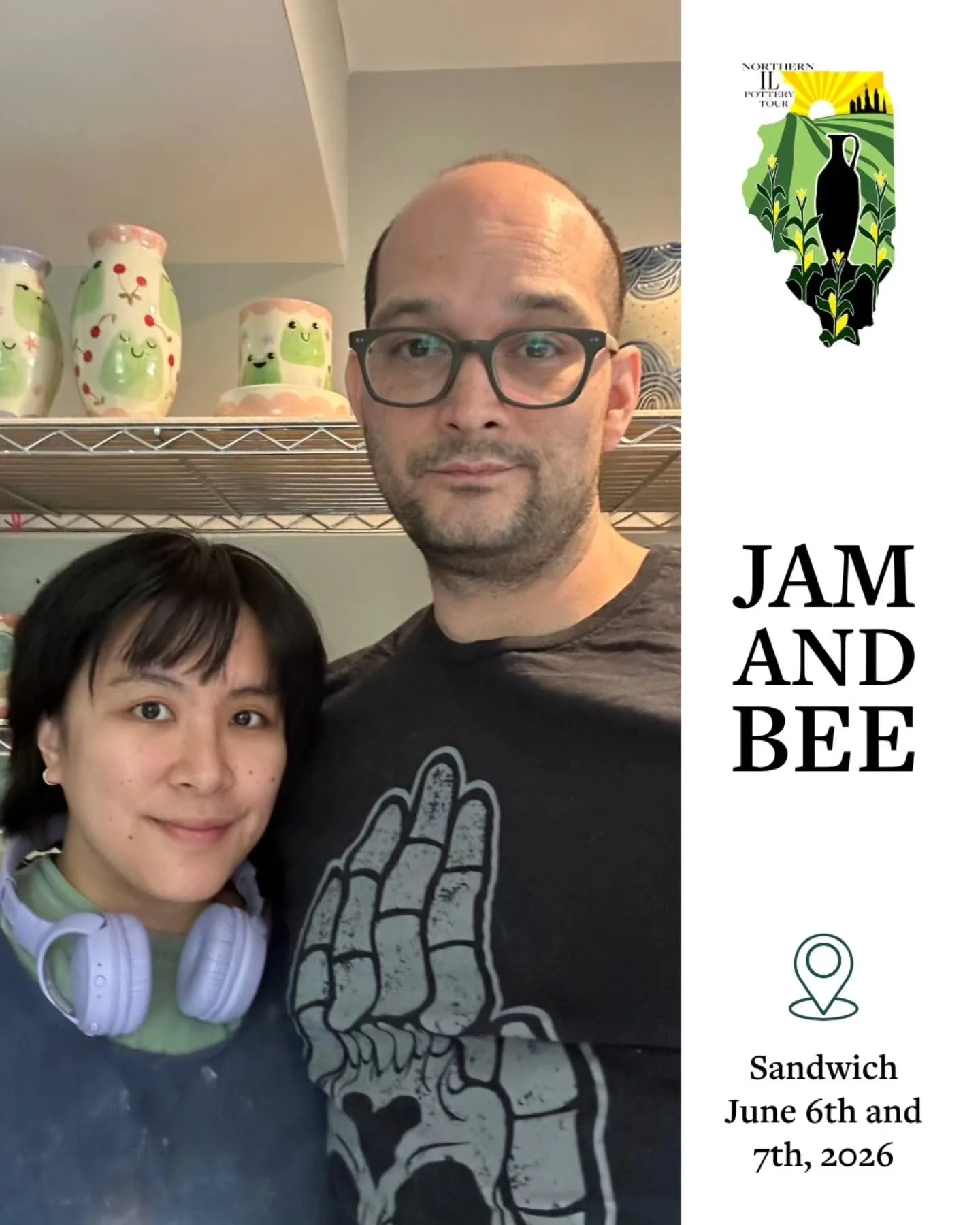NEW to the Tour and the Sandwich Stop, I have Laura and Ben Gallardo of @jamandbeeceramics
I met them a few years ago and fell in love with  the sweet colors and subject of their pots. A favorite of my granddaughters beginning collection. I am excite