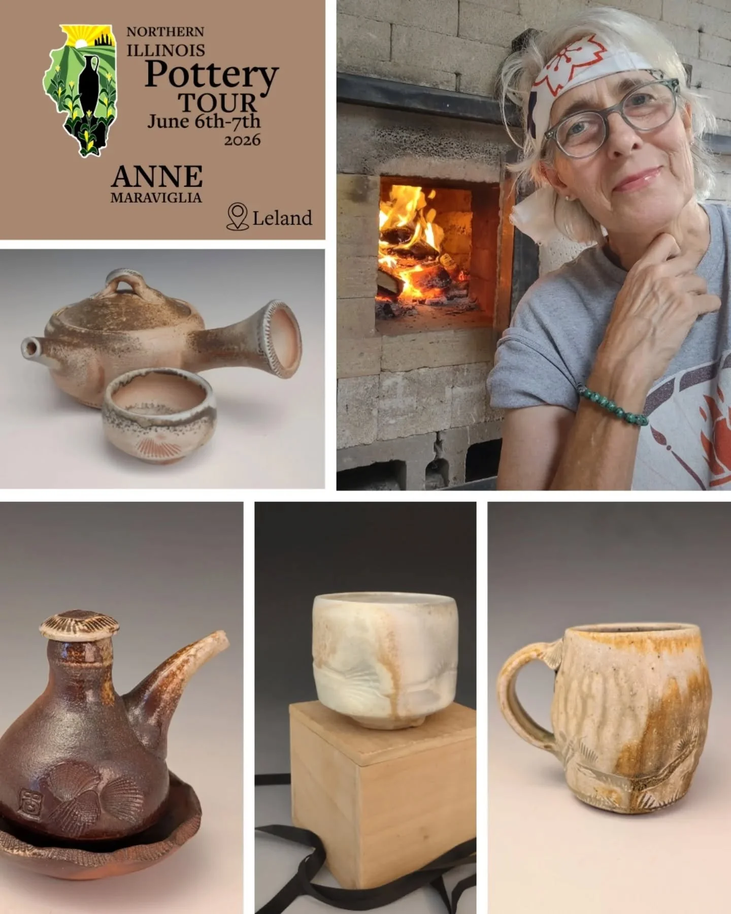 Hi there from wild west Stop #6 of the Northern Illinois Pottery Tour in Leland Illinois. We are about 10 minutes from our neighbors at the Sandwich stop. We have 7 fantastic artists, plenty of fresh air and parking!

I am the host, Anne Maraviglia o