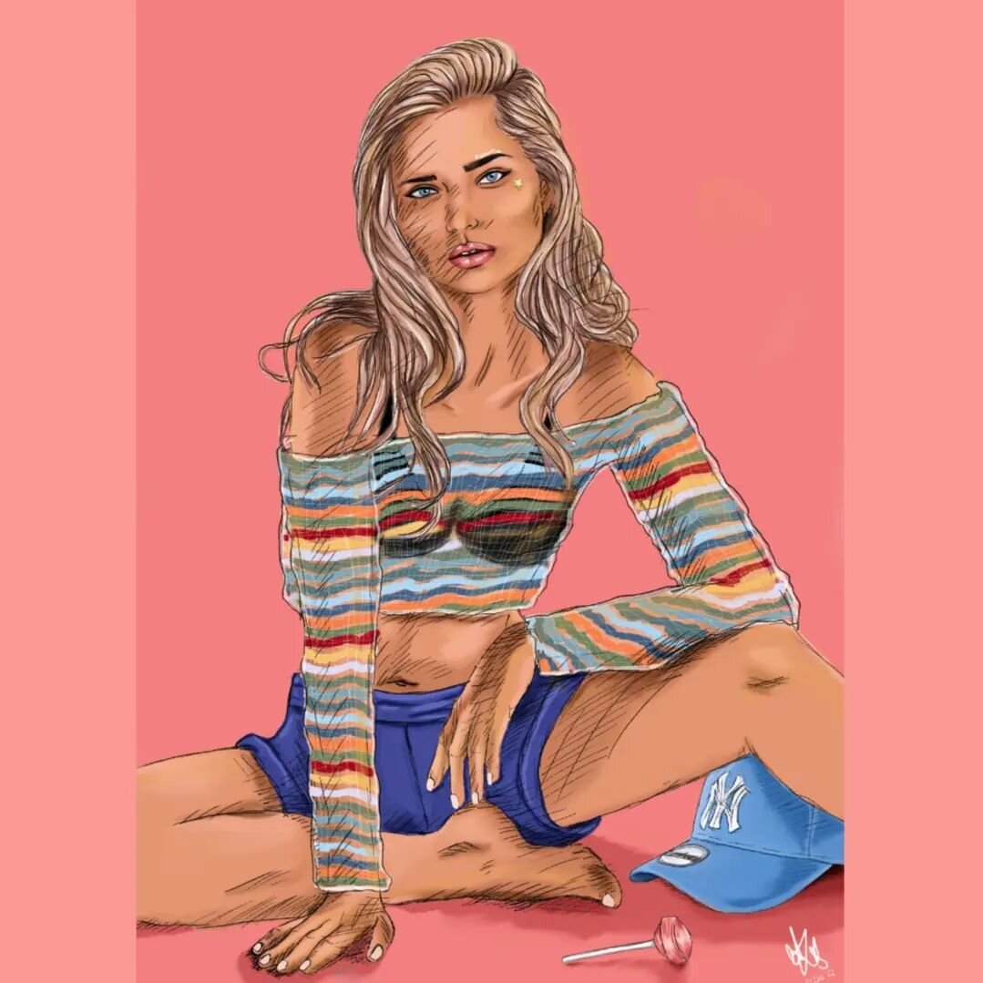 It's finally snowing and this #dtiys just gave me summer vibe. I am doing these diys always super random and I just got inspired by @draweyer_art ✨ 💞 thank you 🙏 

#portrait #pink #rainbow #beachoutfit #holidayseason #draweyer1300 #recolo #digitald