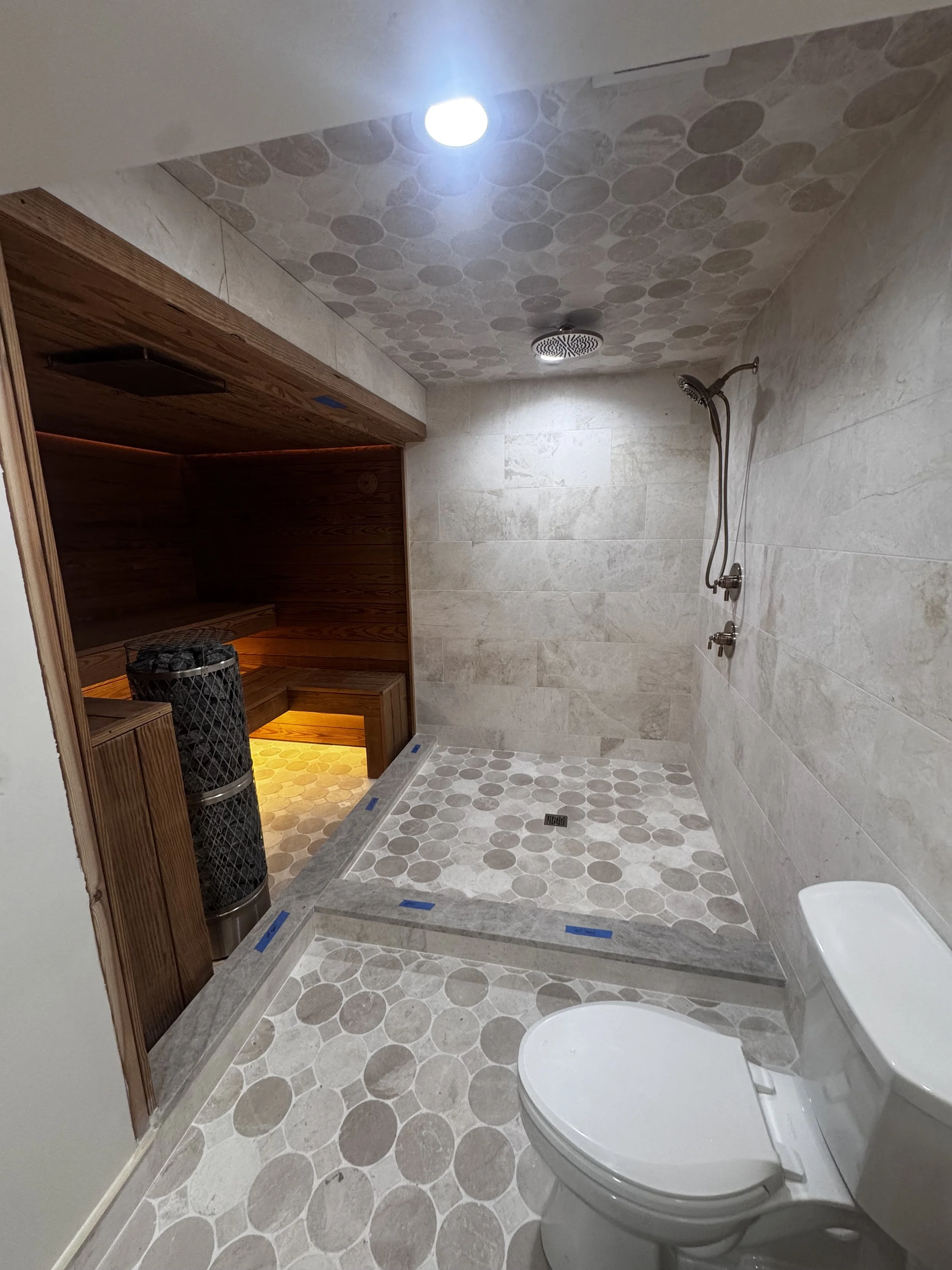custom sauna in residential bathroom