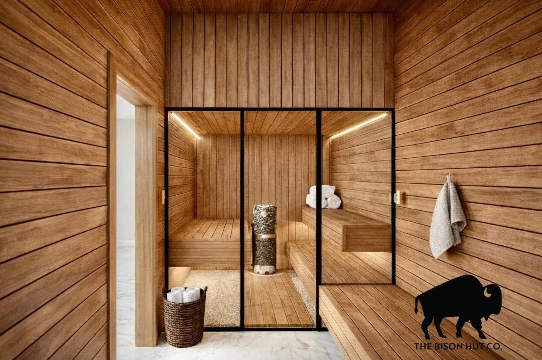Sauna design and sauna build by Bison Hut.  Authentic, Functional, Craftsmanship.
