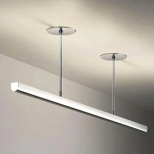 modern linear light pendant with curved bottom