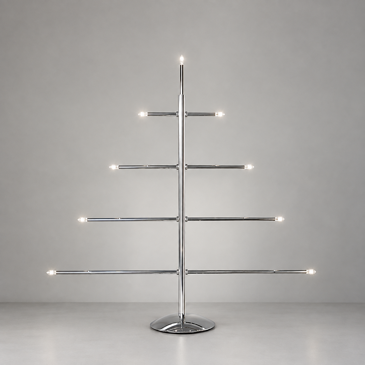contemporary polished chrome metal Christmas tree light fixture