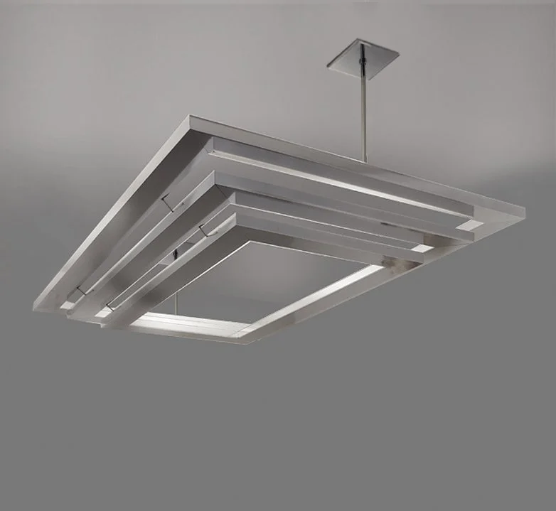 3 tiered polished chrome modernist light fixture