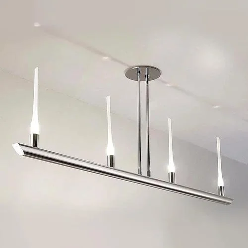 transitional modern light with 4 thin glass luminaries