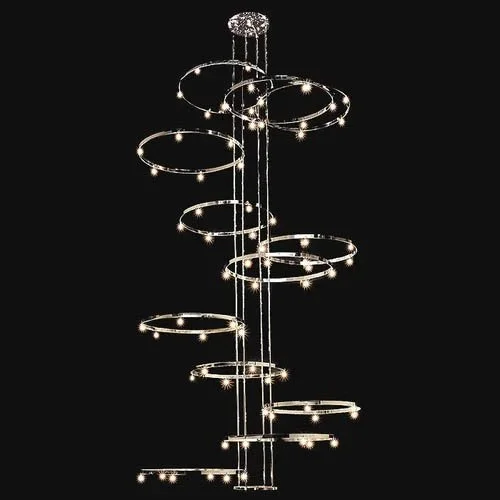 modernist polished chrome circles chandelier