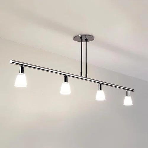 contemporary linear light fixture with 4 glass luminaries