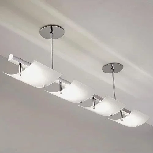 contemporary glass and metal linear light fixture