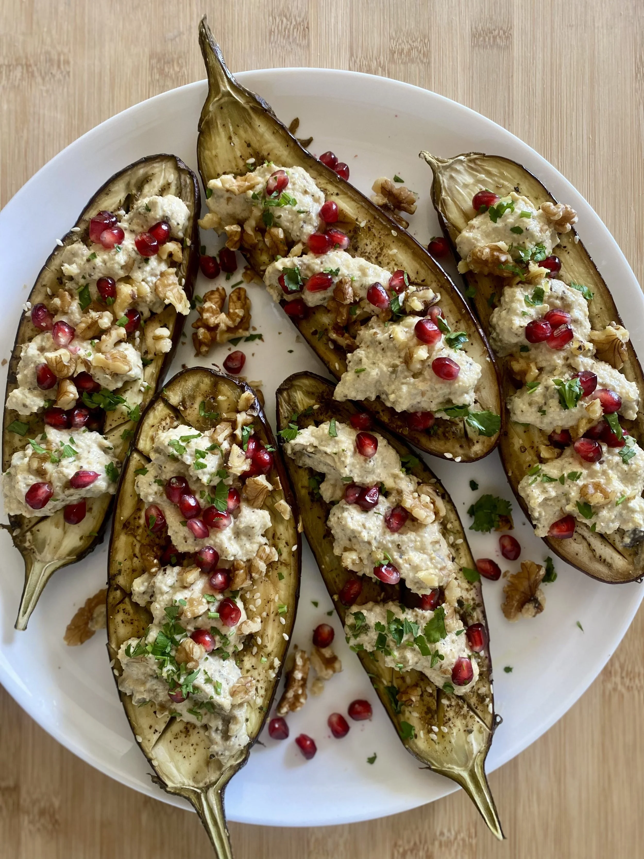 Roasted aubergine with baba ganoush