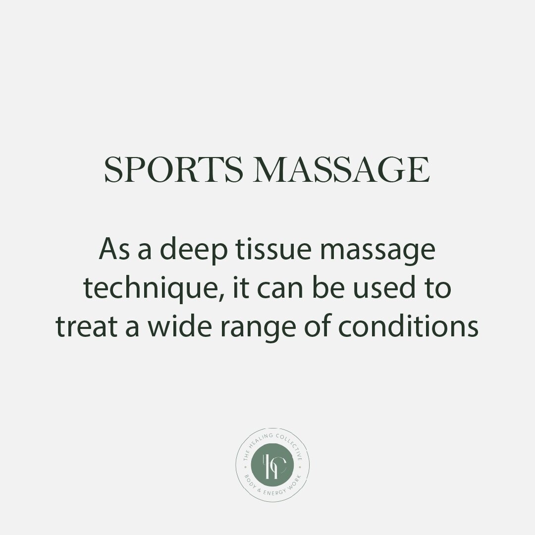 A Sports Massage is a hands-on treatment with essential oil, used to relieve tension in muscles and connective tissue 👏⁠
⁠
 I use deep tissue techniques, with the aim of reducing muscular tension, discomfort, and pain. ⁠
⁠
Book in for your treatment