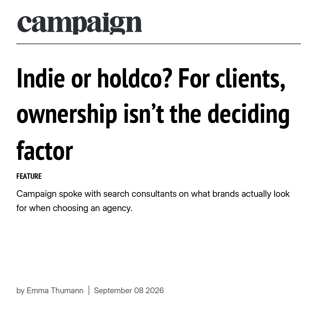 Campaign: Indie or holdco?