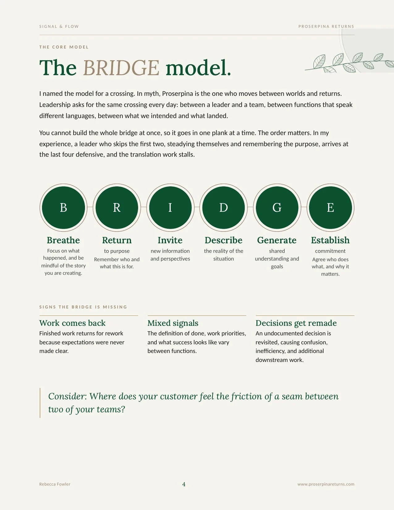 The BRIDGE model