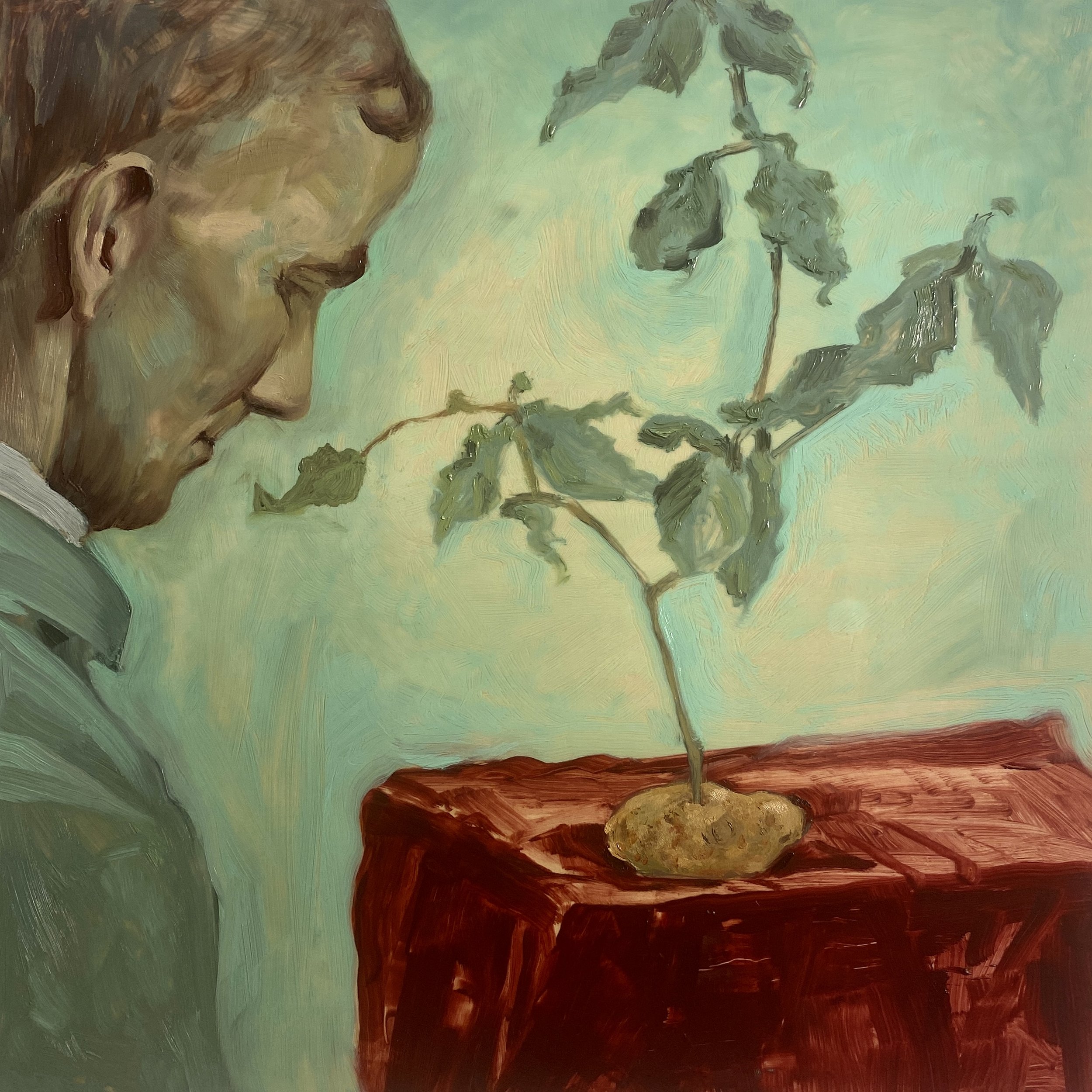 Altar (Farm Booth), 14” x 14”, Oil paint on panel