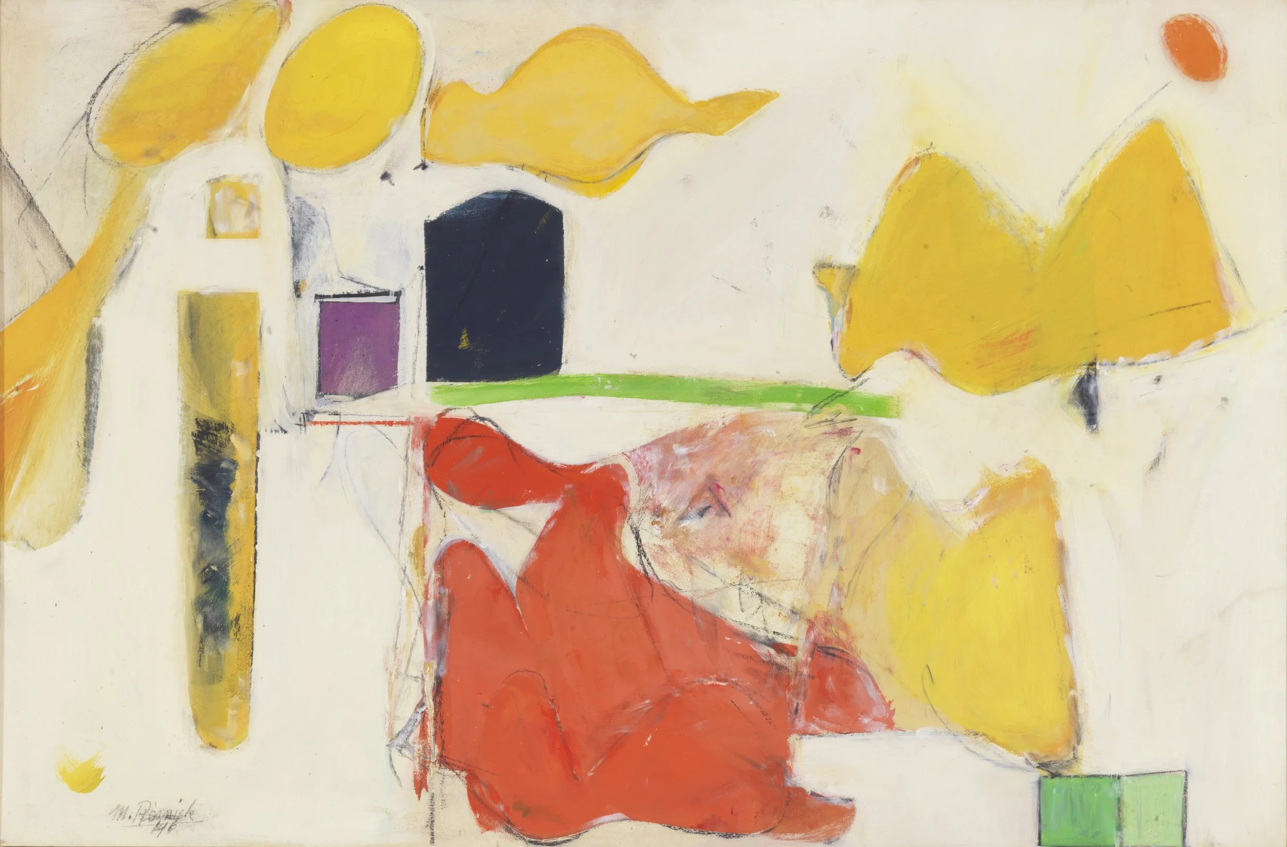  Milton Resnick  
 Untitled , 1946 
Oil on board, 19 1/4 x 29 1/2 inches