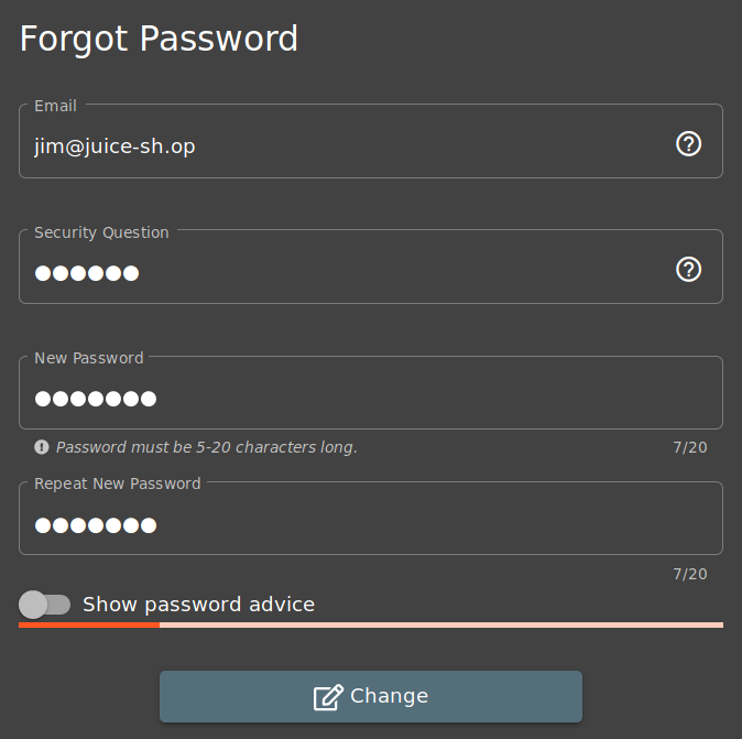Trying to reset password