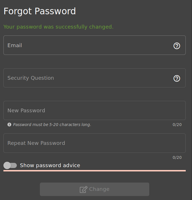 New password set