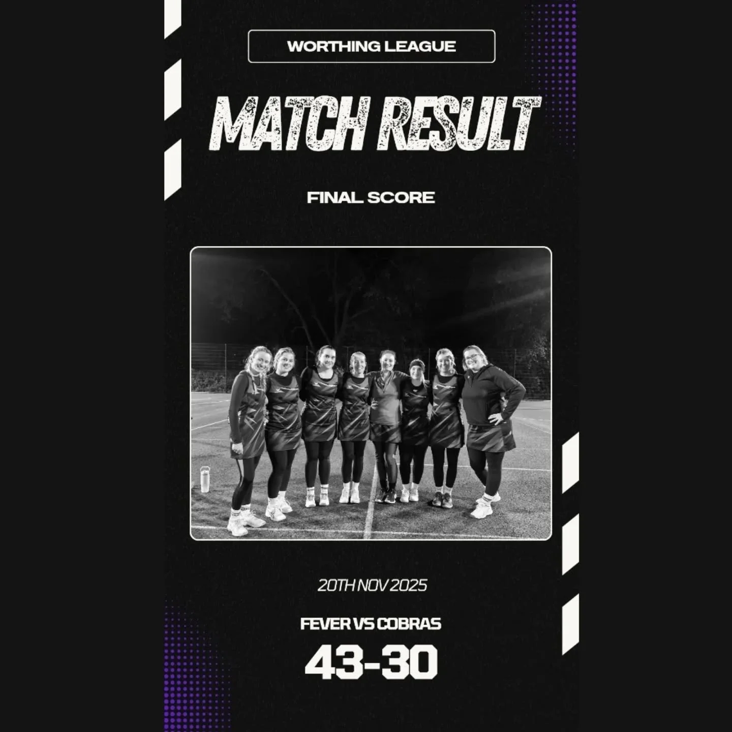 🏐Results Round up🏐

Last week saw all 3 teams in action🙌
Fever took on Cobras, and were in fine form! Taking a strong lead in the first quarter and holding on to that throughout the game to secure the win. Our shooters were on fire 🔥 Fever win.
F