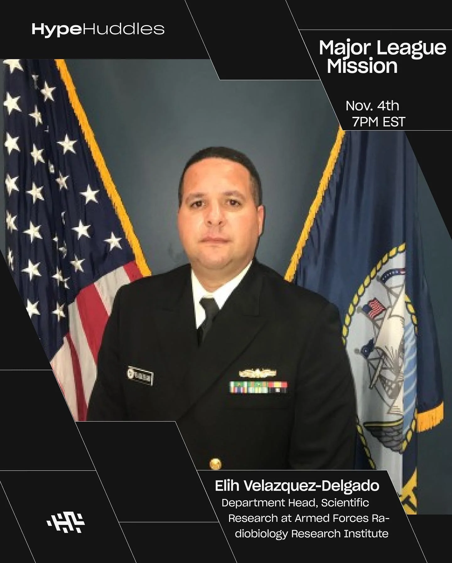 Tonight's HypeHuddle will introduce former professional baseball player a current Department Head of Scientific Research at Armed Forces Radiobiology Research Institute, Elih M. Velazquez-Delgado

An athlete at heart, Elih pivoted his hard work ethic