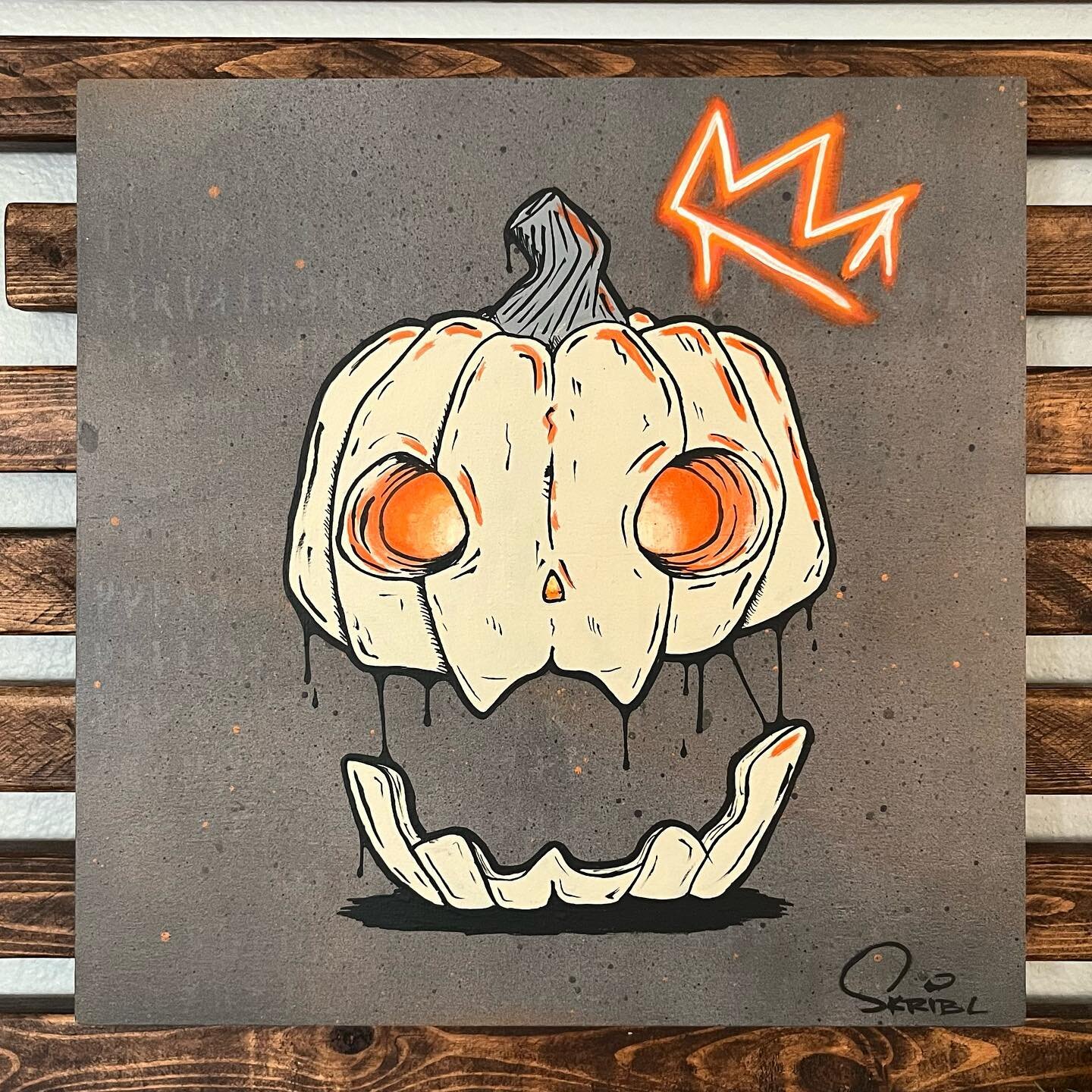 &ldquo;Pumpkin Resurrection&rdquo; 

12&rdquo;x12&rdquo; / 30cm x 30cm
Spray paint &amp; acrylic on wood

Painting is available for purchase! 

#skriblpainting #skribl #art #artist #pumpkin #jackolantern #skull #painting #spraypaint #acrylicpainting 