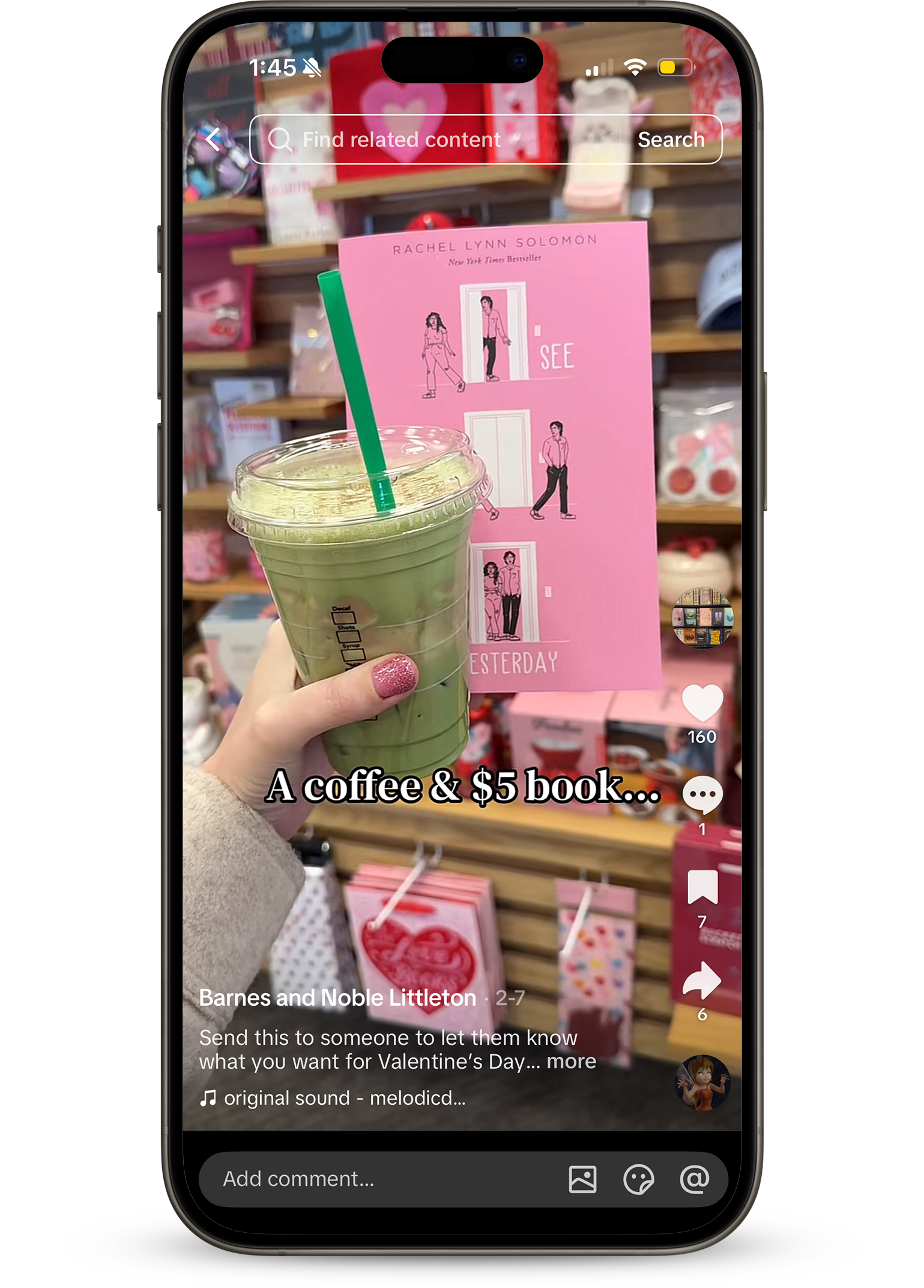 Video promoting the $5 hot coffee, hot book promo, and all the Valentine's Day merchandise