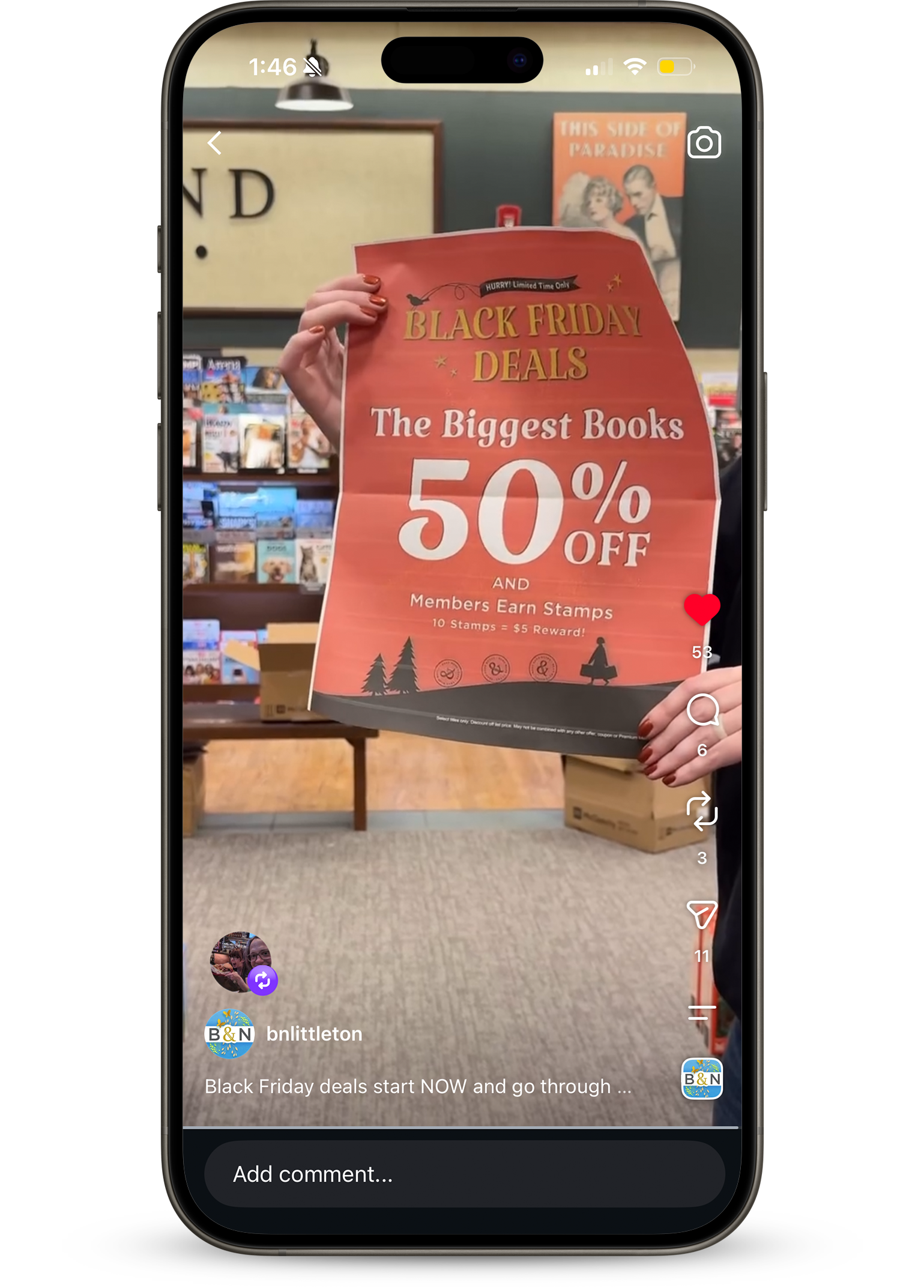"Give this to Kevin" but it's Barnes & Noble employees passing the Black Friday deal around