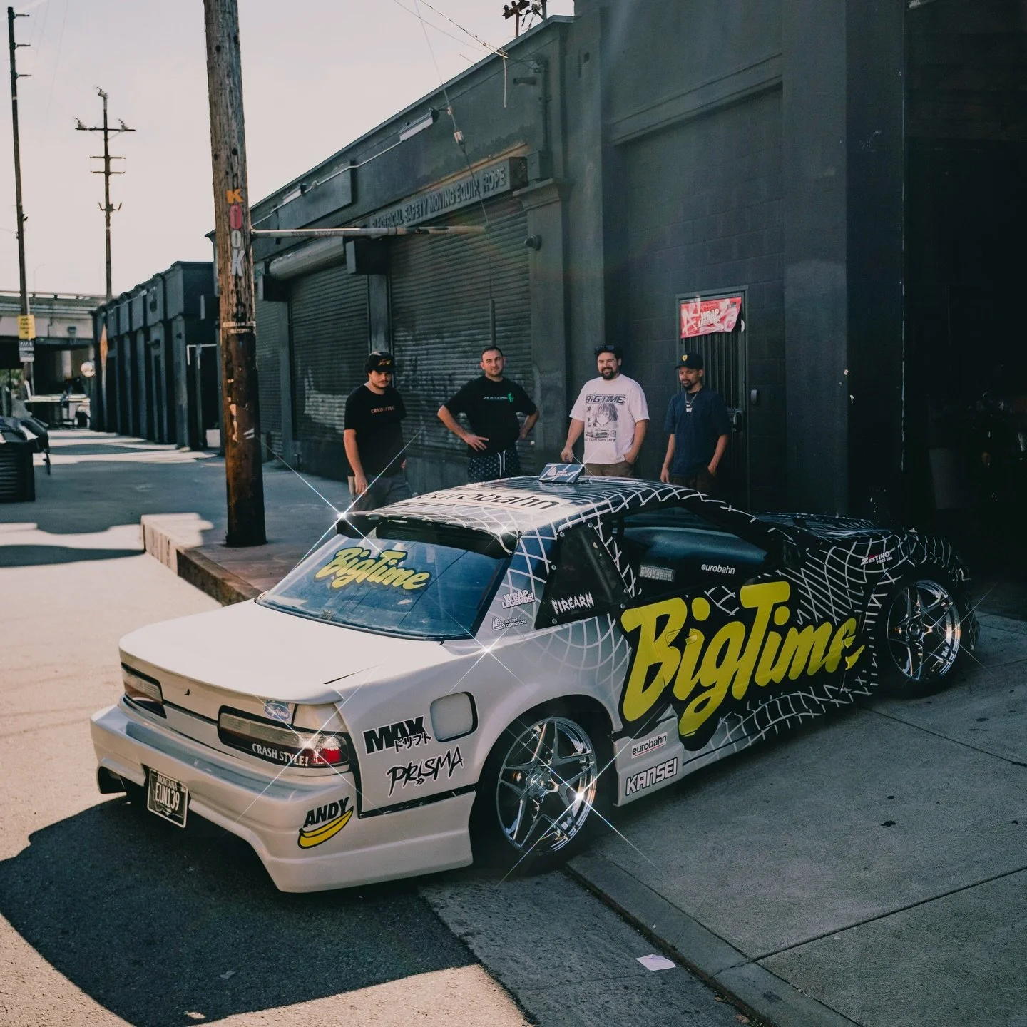Wrapped @jakeslides_ + @bigtimebigtimebigtimebigtime S13 drift car for @hotpitautofest this year.
  Printed on @adgraphics_na MPI 1105, then laminated with Avery Dennison DOL 6040 sparkle overlaminate for that insane glitter pop under the lights.

Re