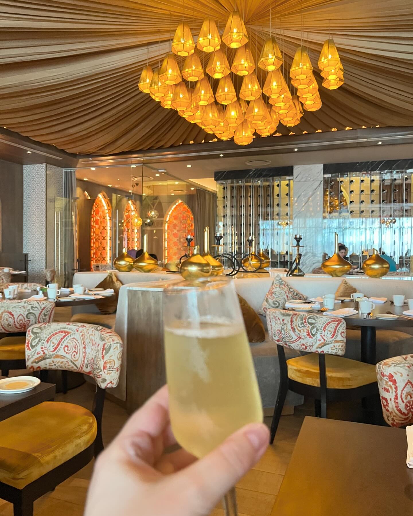 Breakfast MUST DO at The Grand!  Habibi serves tasty pineapple mimosas with all the Lebanese delicacies.  Take me back!