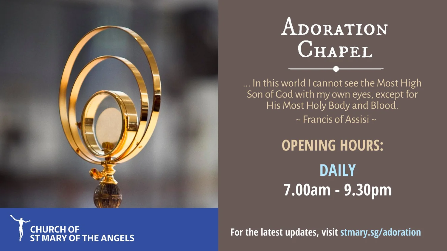 Mass & Service Timings — Church of St Mary of the Angels, Singapore