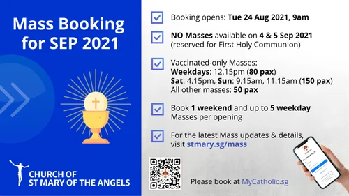 Mass Booking for SEPTEMBER 2021 — Church of St Mary of the Angels ...