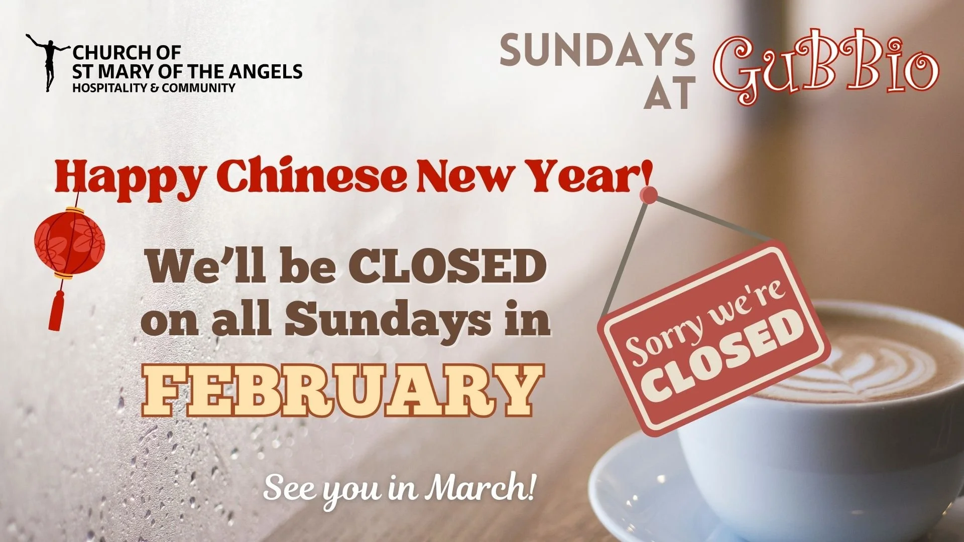 Sundays @ Gubbio in FEBRUARY (Closed)