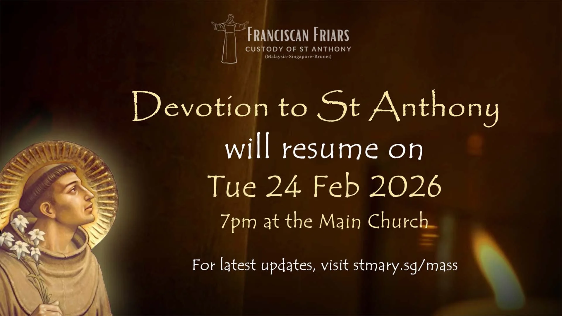 Devotion to St Anthony Resumes 24 February