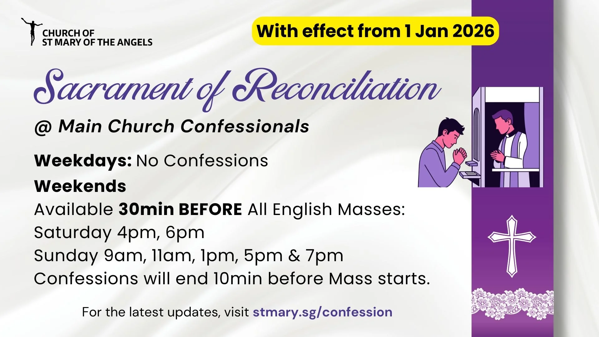 Updated Schedule for Sacrament of Reconciliation in 2026