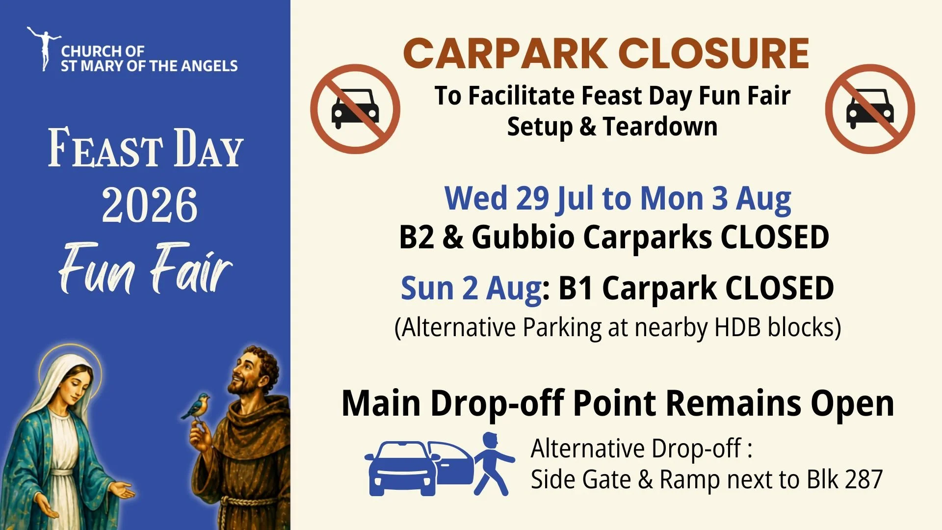 Feast Day Fun Fair Carpark Closure