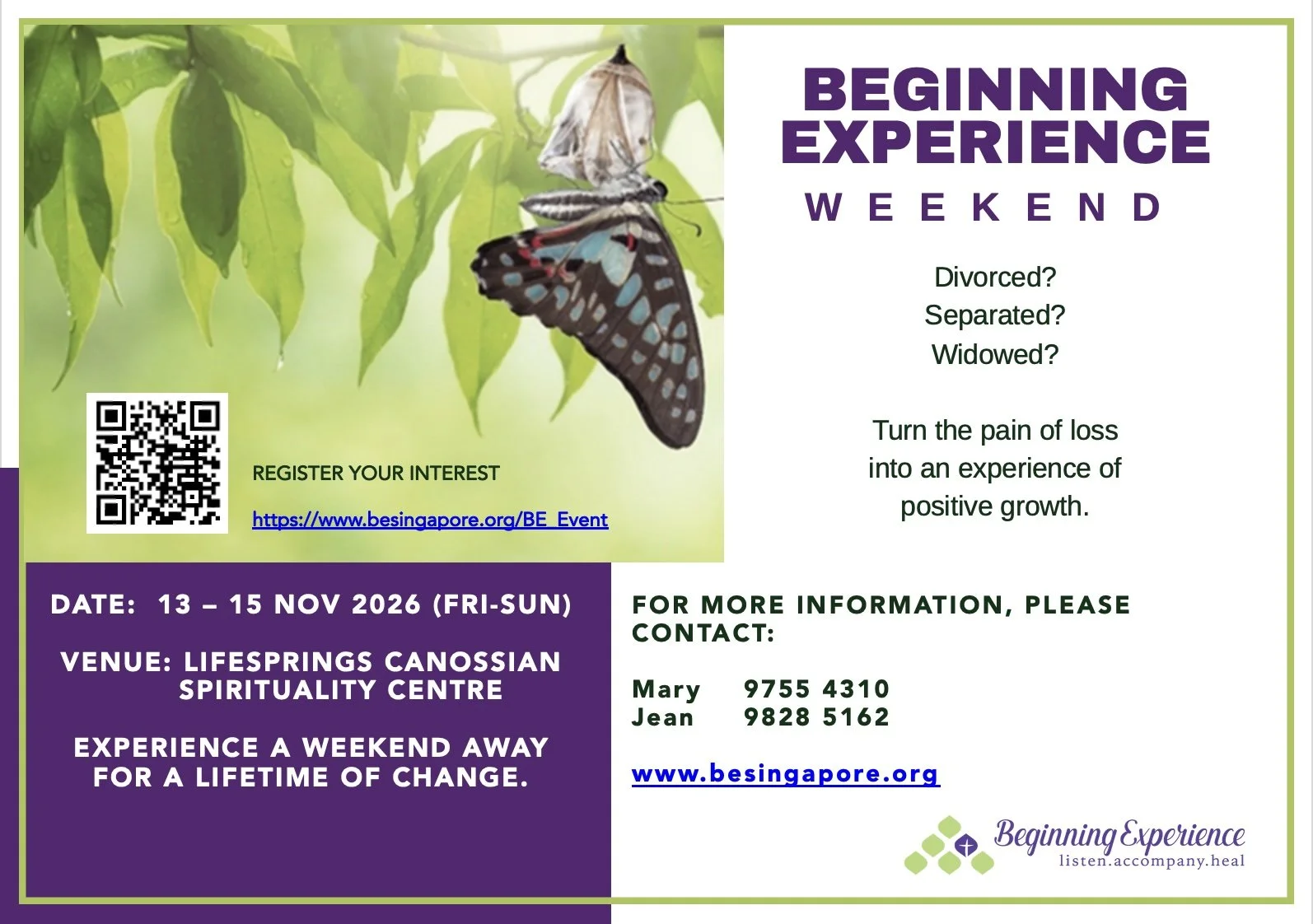 70th Beginning Experience (BE) Weekend