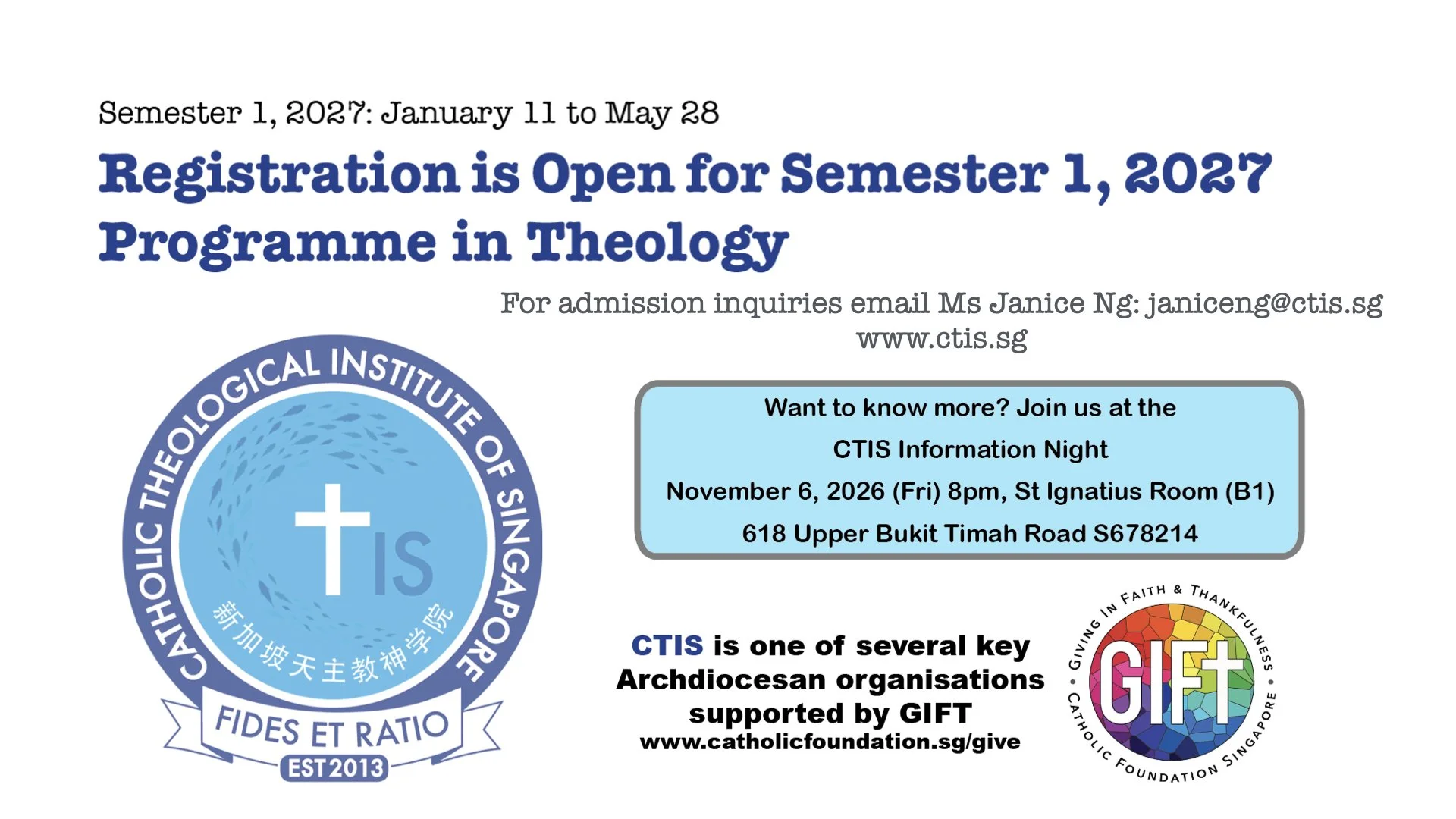 CTIS Courses 2027 (Semester 1)