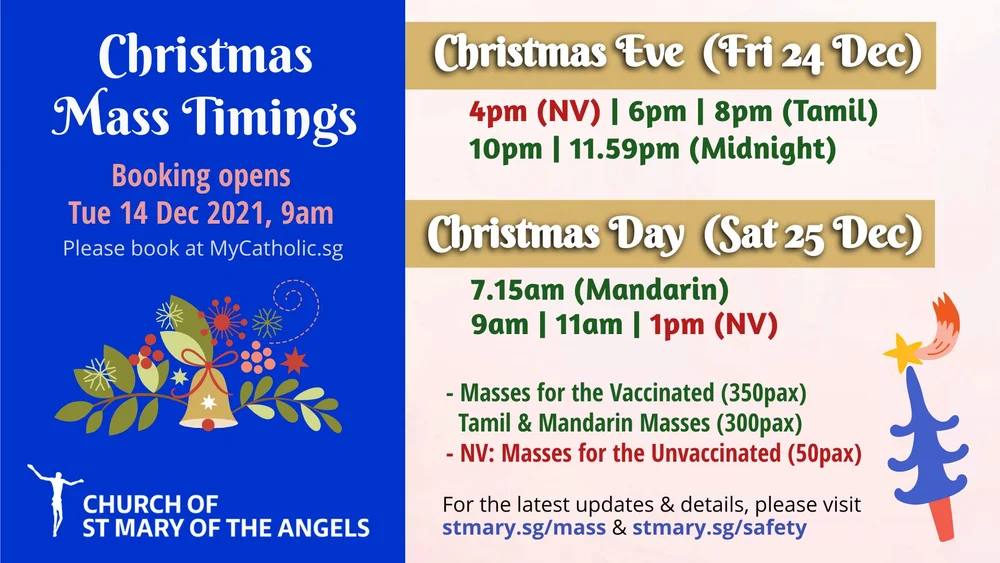 Christmas Mass Timings at St Mary's — Church of St Mary of the Angels