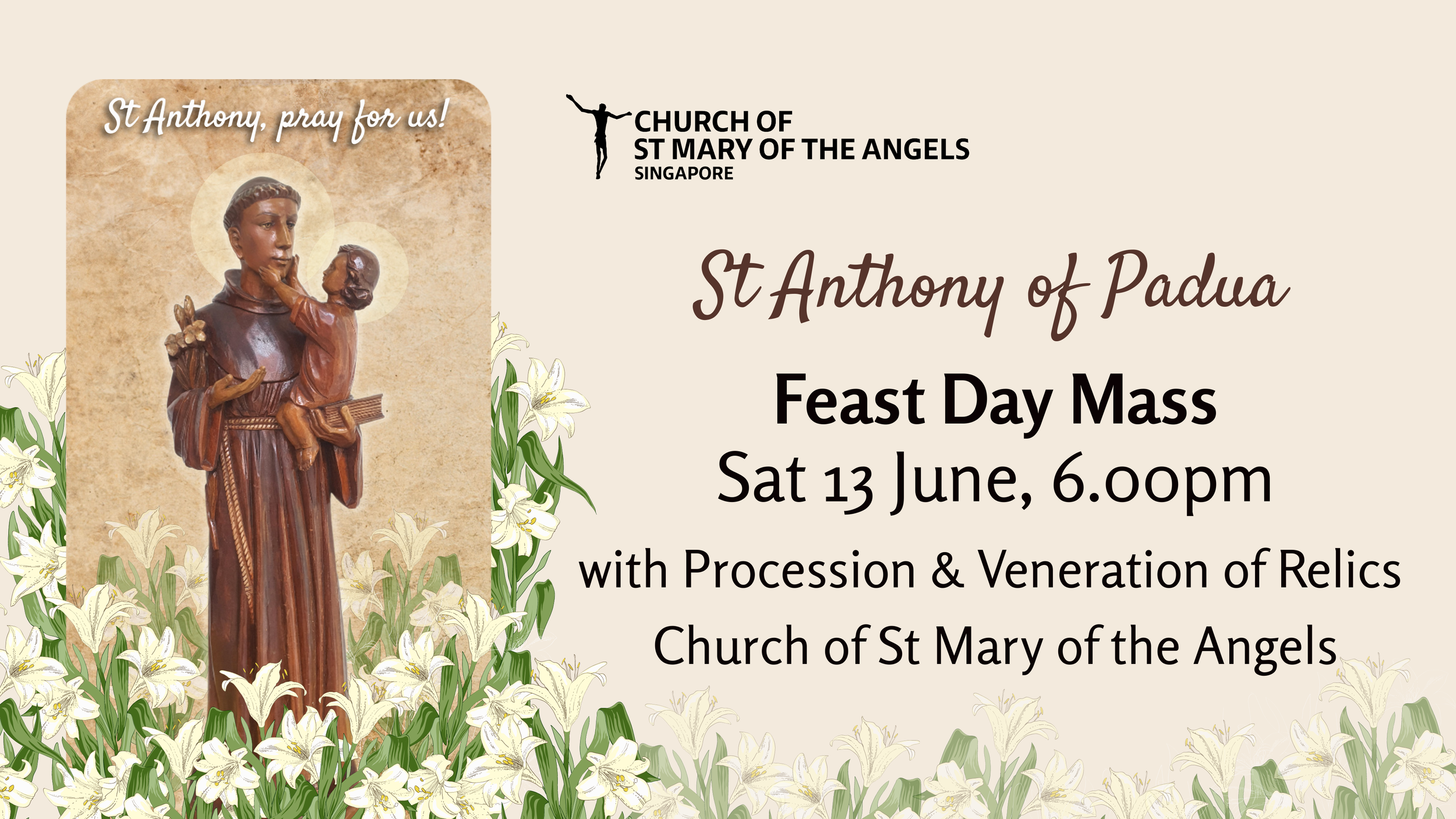St Anthony Feast Day Mass — Church of St Mary of the Angels, Singapore