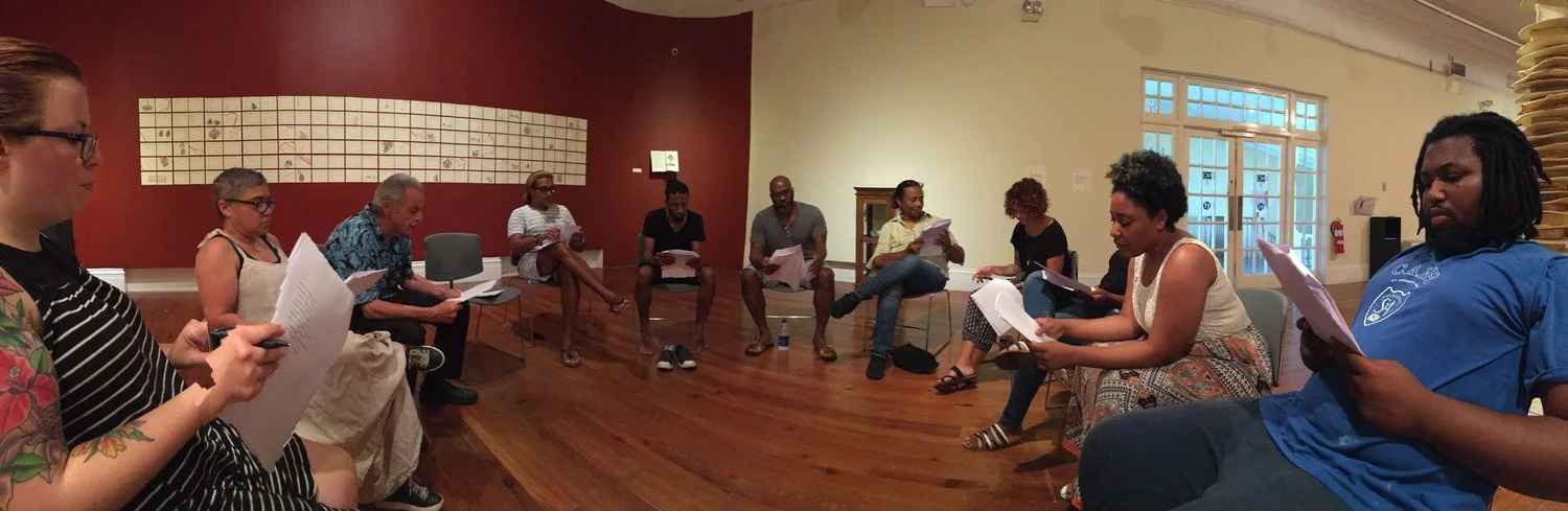 Rehearsals for the reading of "A True and Exact History" featuring the entire cast of speakers.