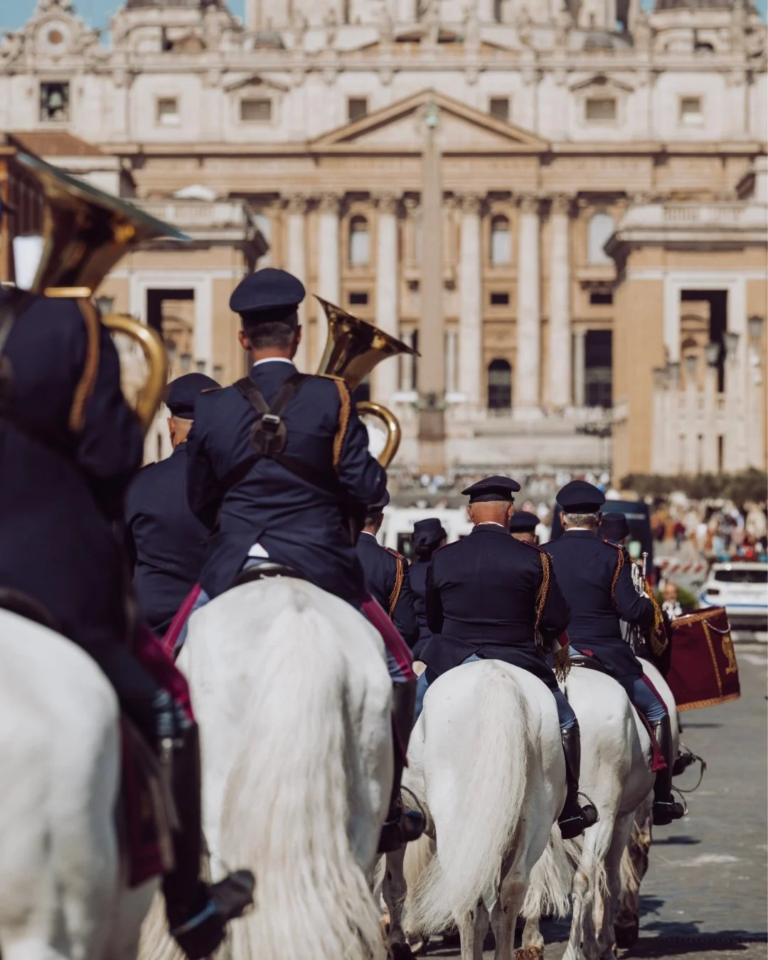 Vatican City, Italy We encountered these mounted officers just outside of Vatican City, and we followed them and a large crowd down the street toward St. Peter&rsquo;s Basilica. Never figured out what was going on, but fun.