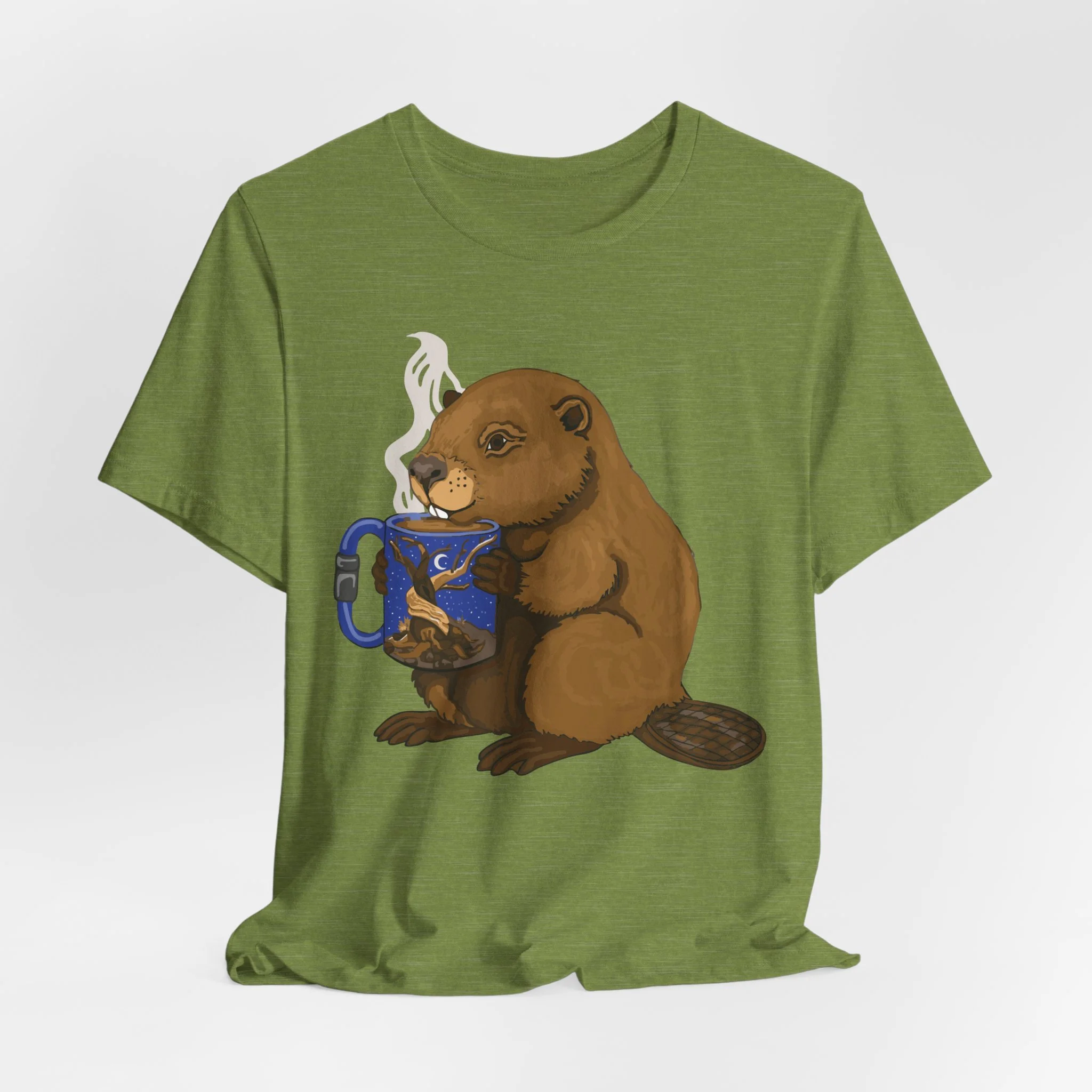 Beaver with Coffee T-Shirt — Cute Woodland Animal Graphic Tee