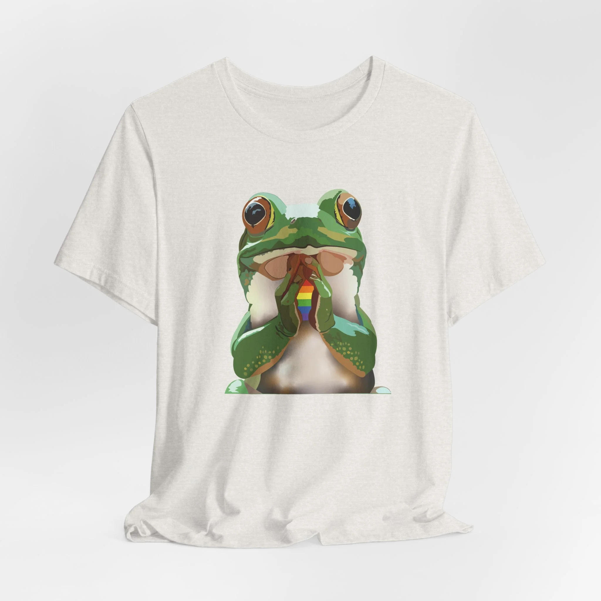 Frog with Rainbow T‑Shirt — Cute Whimsical Frog Graphic Tee