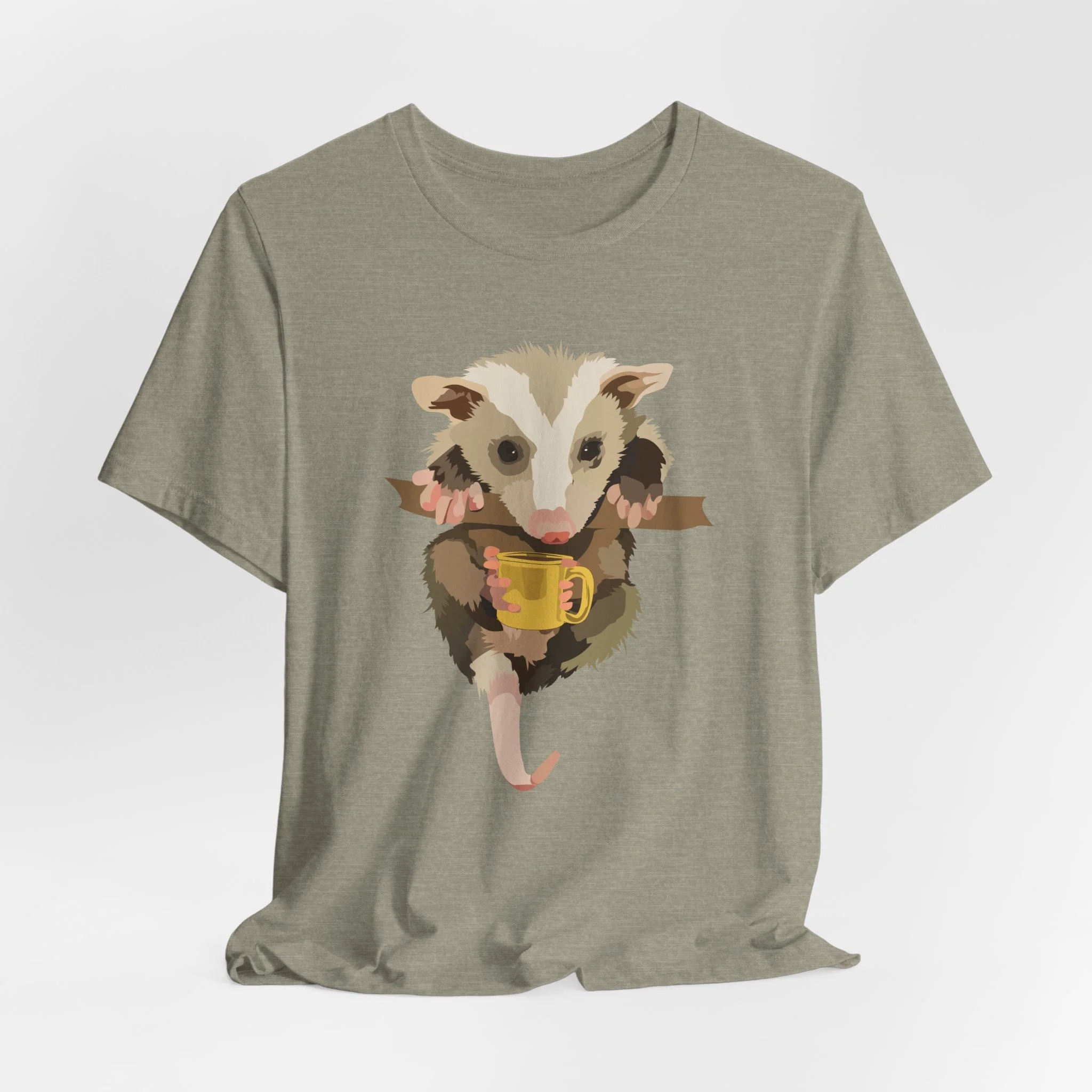 Opossum with Coffee Tee - Cute Marsupial Coffee Lover T-Shirt